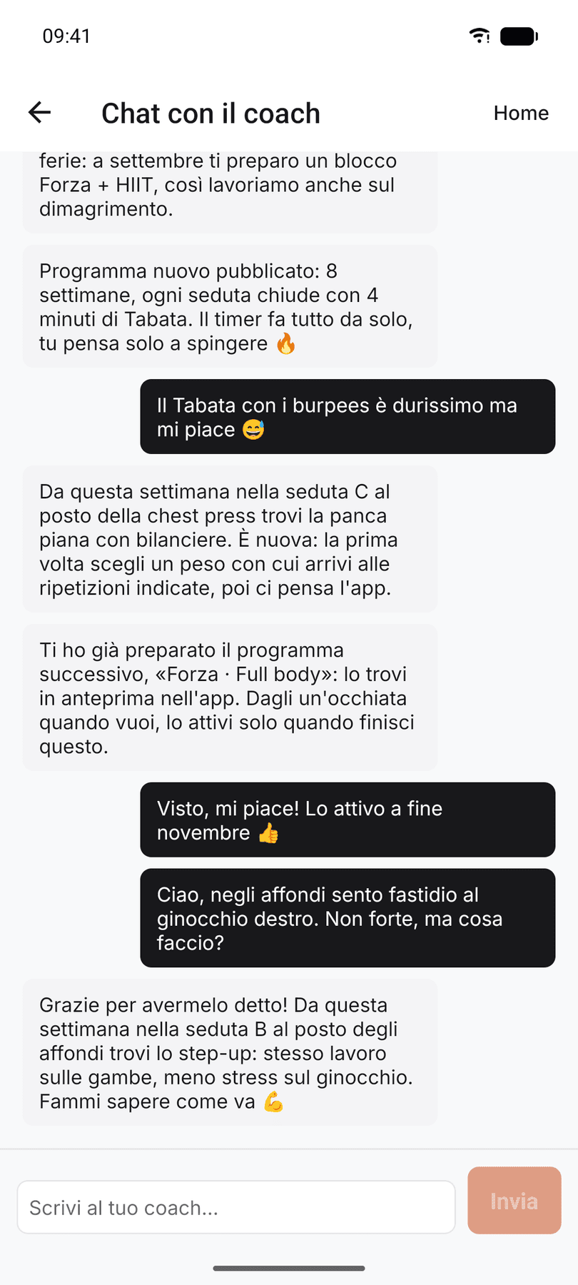 La chat con il coach